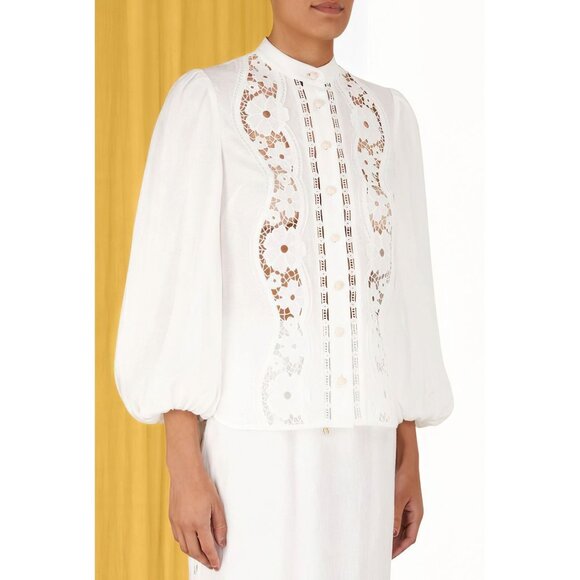 Zimmermann Halcyon Broderie Shirt White US 6 - Picture 4 of 15